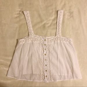 Love Shack Fancy Daisy Pintuck Lace Tank